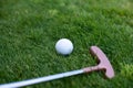 Close of putter and ball Royalty Free Stock Photo