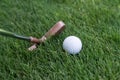 Close of putter and ball Royalty Free Stock Photo