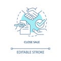 Close sale turquoise concept icon