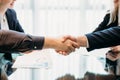 Close seal deal business partner shaking hands Royalty Free Stock Photo