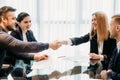 Close seal deal business partner shaking hands Royalty Free Stock Photo