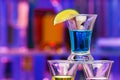 Close shoot of alcohol drink with lime in bar
