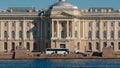 Close shot of The Art Academy and embankment of Neva river - St. Petersburg, Russia