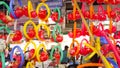 Close shot of baloons and animal baloons sold by road sode in multicolor at patrakarpuram Lucknow diwali market