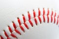 Close shot of baseball stitches Royalty Free Stock Photo