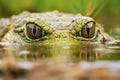 close shot of crocodile eyes above marsh water surface Royalty Free Stock Photo