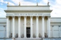 Close shot of the facade with beautiful columns