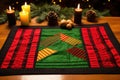 a close shot of a handcrafted kwanzaa mkeka mat