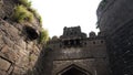 Close shot of Kalaburagi fort back entrance gate inner decorated arch view