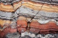 close shot of layered sedimentary rocks