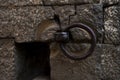 Close shot of metal ring isolated in Kalaburagi fort back entrance gate