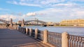 Close shot of Peter the Great Bridge in summer - St Petersburg, Russia Royalty Free Stock Photo