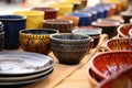 close shot of pottery-style festival dishware