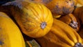 Close shot of pumpkins in a stack Royalty Free Stock Photo