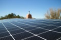 Close shot of a solar panel installation on a rooftop