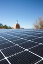 Close shot of a solar panel installation on a rooftop Royalty Free Stock Photo