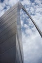 Close, side view of the Gateway Arch