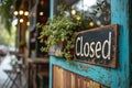 CLOSE Sign board on cafe or restaurant hang on door at entrance, Vintage color tone style.