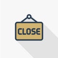 Flat line vector illustration. Close sign icon. Vector closed door sign. Closed icon vector isolated on white background Royalty Free Stock Photo