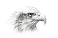 A close sketch shows the head of a bald eagle. It highlights strong lines and a fierce expression. The focus is on the eagle Royalty Free Stock Photo