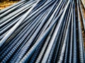 Stack of steel rebar for reinforcement concrete at construction site Royalty Free Stock Photo