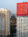 Close-standing new houses in the residential district of Moscow