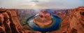 Close to the edge. Panoramic view at Horseshoe Bend, a meander of Colorado river in Grand Canyon National Park, Arizona Royalty Free Stock Photo