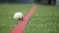 Close to the gateball on the grass field Royalty Free Stock Photo
