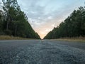 Close to sunset along a lonely rural highway