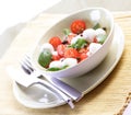 Close of tomato and mozarella in dish Royalty Free Stock Photo