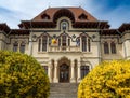 Close uo picture of the Municipal Library of Campulung Muscel, Romania.