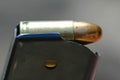 Close-up 9mm caliber bullets Royalty Free Stock Photo