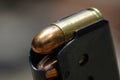 Close-up 9mm caliber bullets Royalty Free Stock Photo