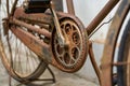 Close-up of an abandoned old bicycle gear pedal Royalty Free Stock Photo