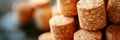 Close-up, Abstract Background of Used Wine Corks Piled in a Stack, Wine Production Concept Royalty Free Stock Photo