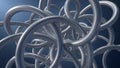Abstract Interlocking Silver Rings on Dark Blue Background Royalty Free Stock Photo