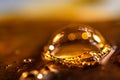 Close-up of abstract golden water drops Royalty Free Stock Photo