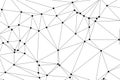 Close up abstract linear network pattern with black nodes and triangular mesh on white surface Royalty Free Stock Photo