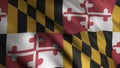 Close up of an the abstract Maryland state flag fluttering in the wind. Animation. American flag in seamless loop 3d