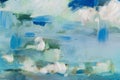 Close up of Abstract Oil Painting Depicing a Blue Sky Royalty Free Stock Photo
