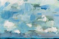 Close up of Abstract Oil Painting Depicing a Blue Sky Royalty Free Stock Photo