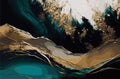 close-up of an abstract piece of art with a cold metallic vibe, a muted color scheme with a teal, gold and white color palette.