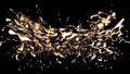 Close up for abstract, rotating water splash of copper color isolated on black background. Amazing spinning liquid Royalty Free Stock Photo