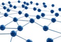 Abstract network of interconnected blue nodes and lines on a white background Royalty Free Stock Photo
