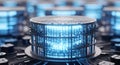 Futuristic Quantum Computer Core with Blue Glowing Circuits Royalty Free Stock Photo