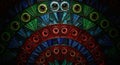 Intricate Abstract Peacock Feather Eye Pattern with Vibrant Colors Royalty Free Stock Photo