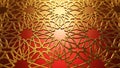 Golden Islamic Geometric Pattern on Red Background Royalty Free Stock Photo