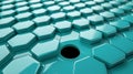 Teal Hexagonal Grid with Central Black Hole abstract Royalty Free Stock Photo