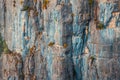 abstract view of rock and cliff as background or texture element. Concept of natural attractions and gorges and canyons Royalty Free Stock Photo