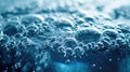 Close-up abstract of water bubbles, displaying reflective and shiny sudsy droplets, ideal for a wallpaper background, AI Generated